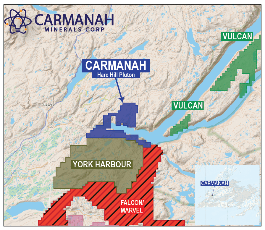 Carmanah acquires the Hare Hill Pluton, Adjacent To York Harbor's Bottom Brook Rare Earth Project image